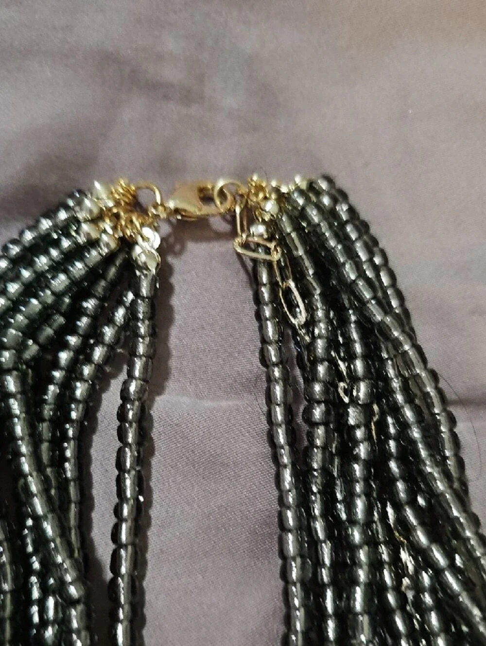 Free People Black Beaded Multi-Strand Necklace with‎ Gold Disc Rare